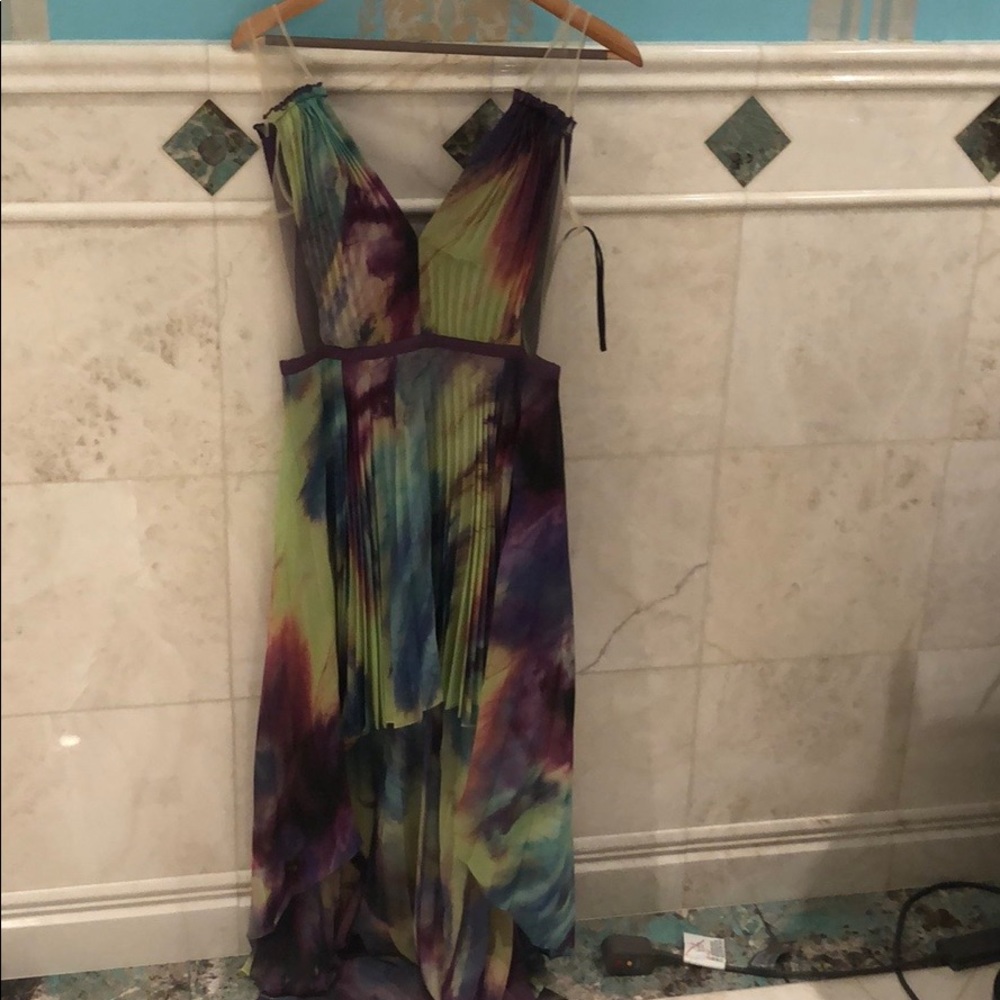 Hi-low dress, purple tye-die